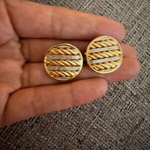 Vintage Gold and Silver Tone Women's Clip-On Earrings